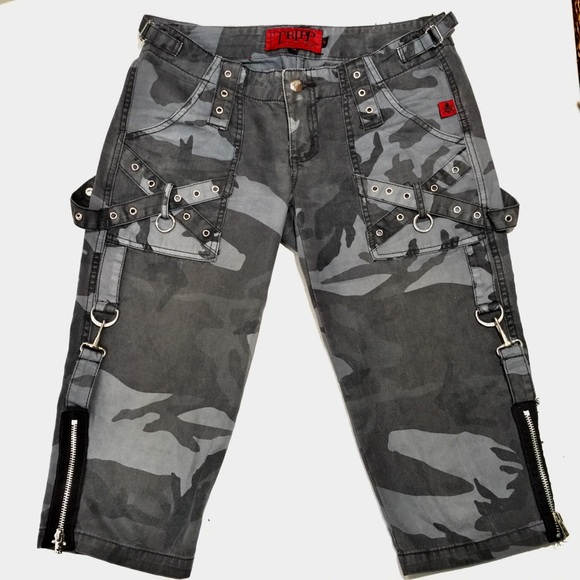 “Tripp NYC” grey camouflage bondage crop pants- 5
